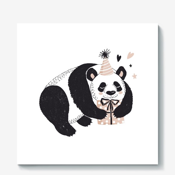 Холст &laquo;иллюстрация милый медведь панда с подарком &raquo;