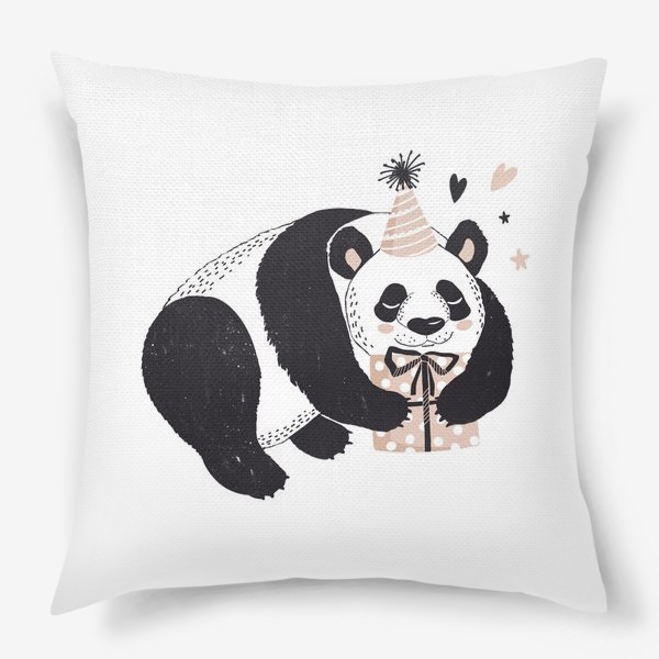 Подушка «иллюстрация милый медведь панда с подарком »