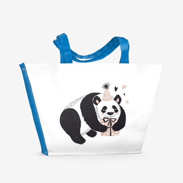 Пляжная сумка «иллюстрация милый медведь панда с подарком »