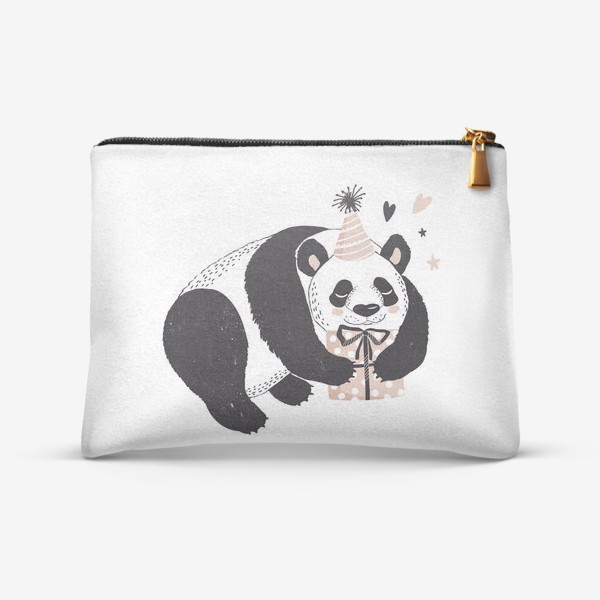 Косметичка «иллюстрация милый медведь панда с подарком »