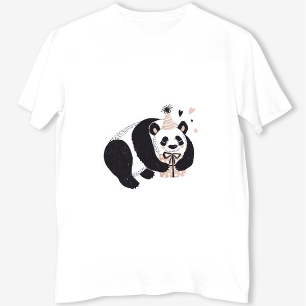 Футболка «иллюстрация милый медведь панда с подарком »