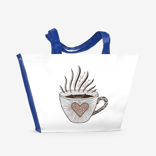 Пляжная сумка «Любовь к кофе. Кофейный кот»