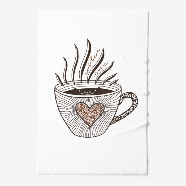 Полотенце «Любовь к кофе. Кофейный кот»