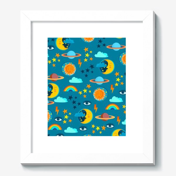 Картина «Солнце, луна, планеты, звезды, молнии и глаз »