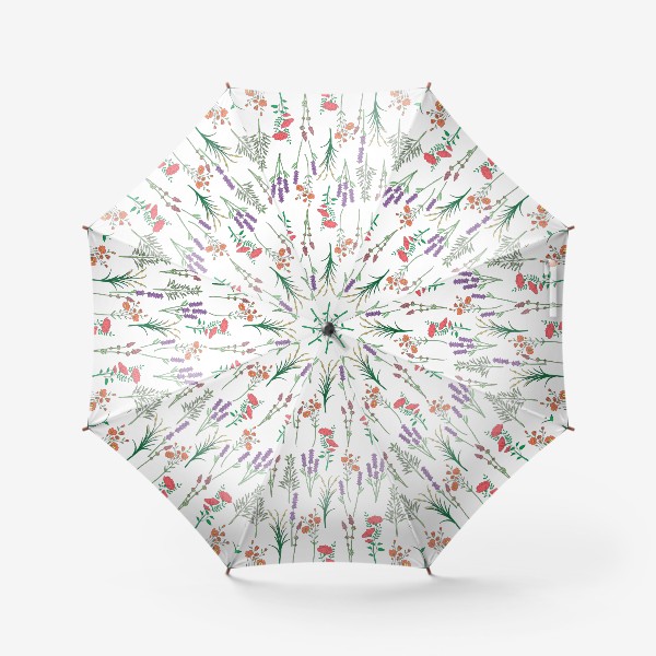 Зонт «Дикие травы и цветы, паттерн»