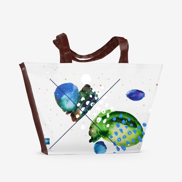 Пляжная сумка «Акварельный абстрактный геометрический фон с золотыми элементами»