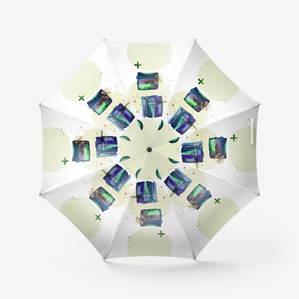 Зонт «Акварельный абстрактный фон с золотыми геометрическими элементами»