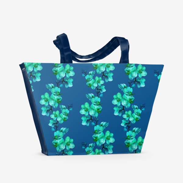 Пляжная сумка &laquo;Голубые орхидеи.Цветочный паттерн&raquo;