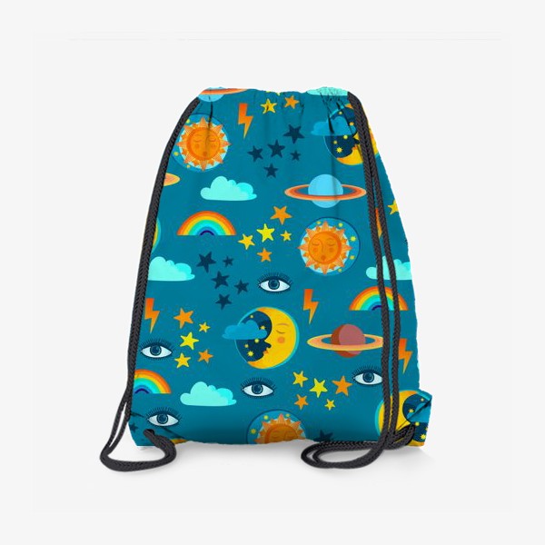 Рюкзак «Солнце, луна, планеты, звезды, молнии и глаз »