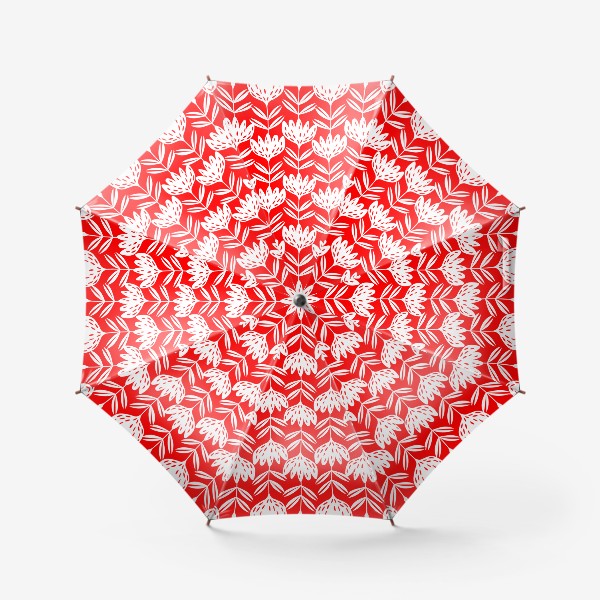 Зонт «Сканди цветы на красном»
