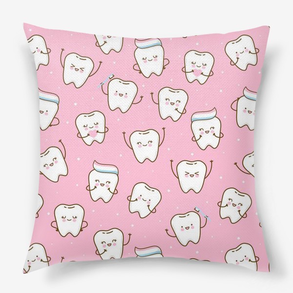 Подушка «Весёлые зубки на розовом»