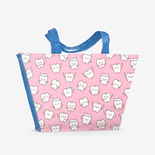 Пляжная сумка «Весёлые зубки на розовом»