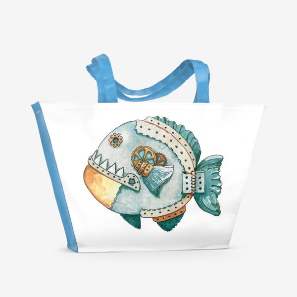 Пляжная сумка «Пиранья в стиле стимпанк»