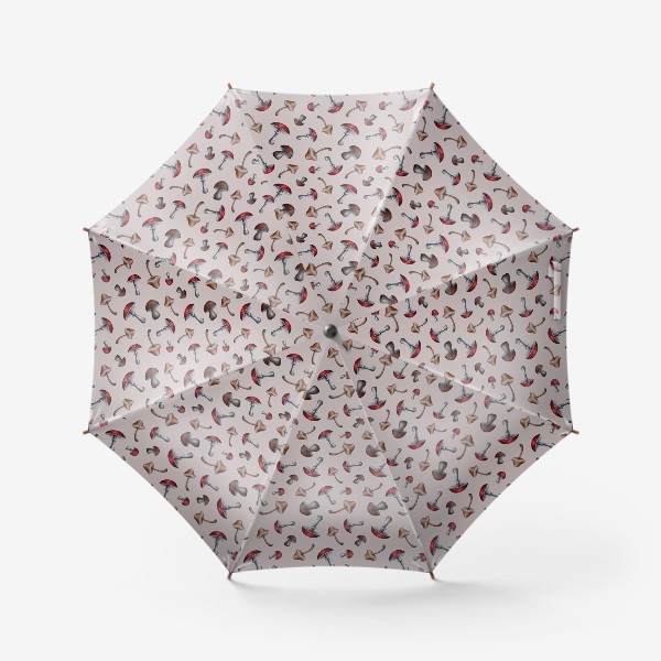 Зонт «Грибочки на сиреневом фоне. Паттерн с мухоморами»