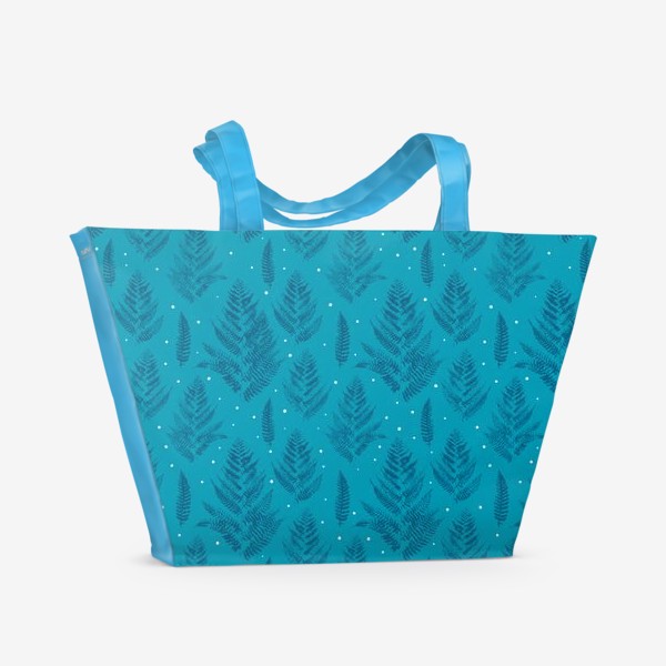 Пляжная сумка «Лесной папоротник на бирюзовом»
