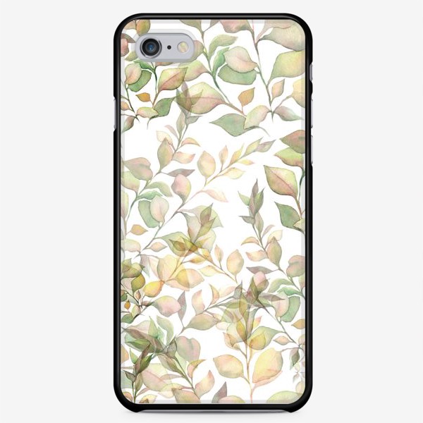 Чехол iPhone «Нежный акварельный паттерн с листьями »