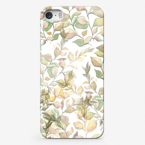 Чехол iPhone &laquo;Нежный акварельный паттерн с листьями &raquo;