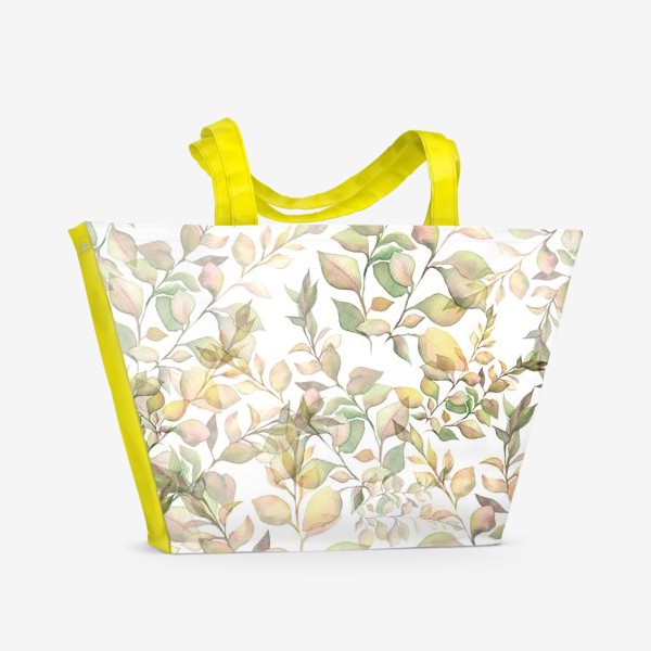 Пляжная сумка «Нежный акварельный паттерн с листьями »
