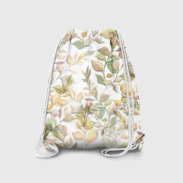 Рюкзак «Нежный акварельный паттерн с листьями »