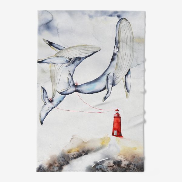 Полотенце «Летающие киты и красный маяк»
