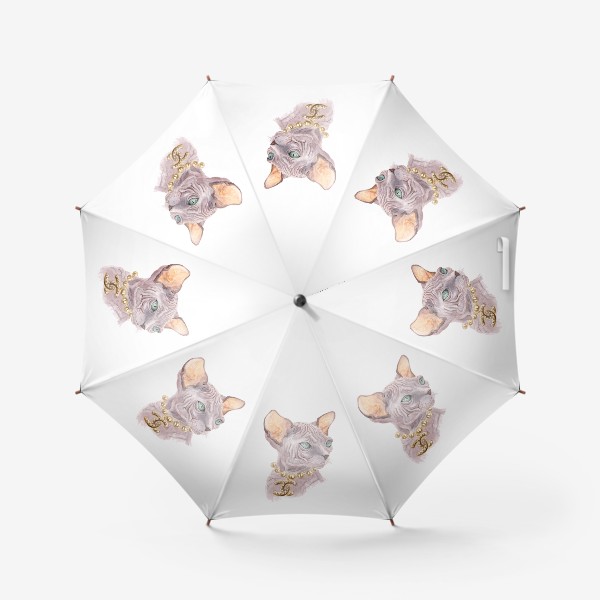 Зонт «Кошка породы канадский сфинкс в украшении от шанель»