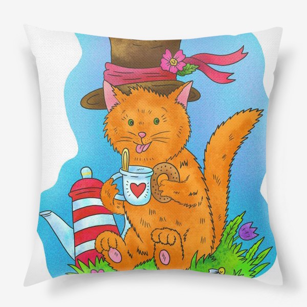 Подушка «Рыжий кот в шляпе»