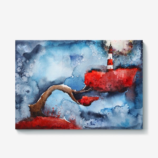 Холст «Красное дерево и маяк»