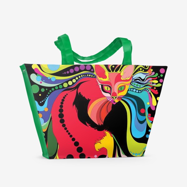 Пляжная сумка «психоделический кот»