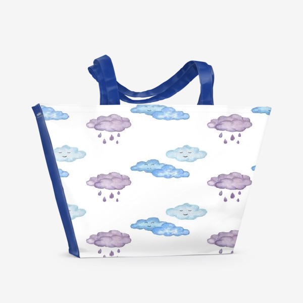 Пляжная сумка «Пушистые акварельные облака»