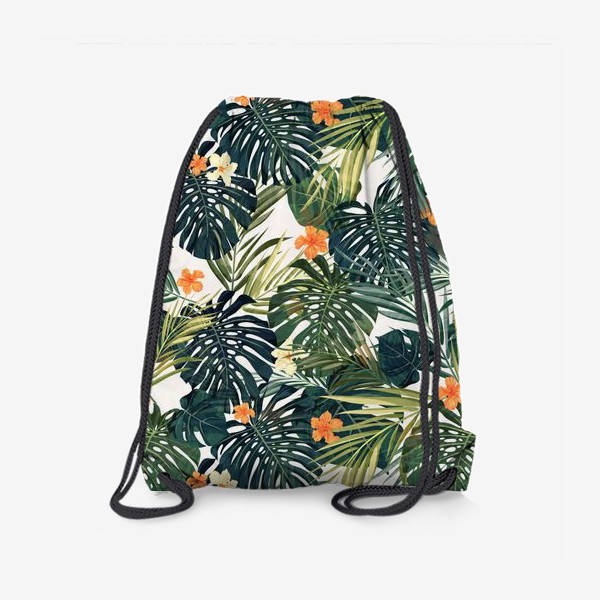 Рюкзак «Тропики - монстера и оранжевые гибискусы»
