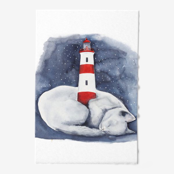 Полотенце «Спящий кот и красный маяк »