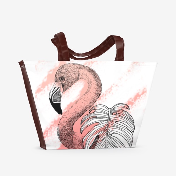 Пляжная сумка «Фламинго и монстера»