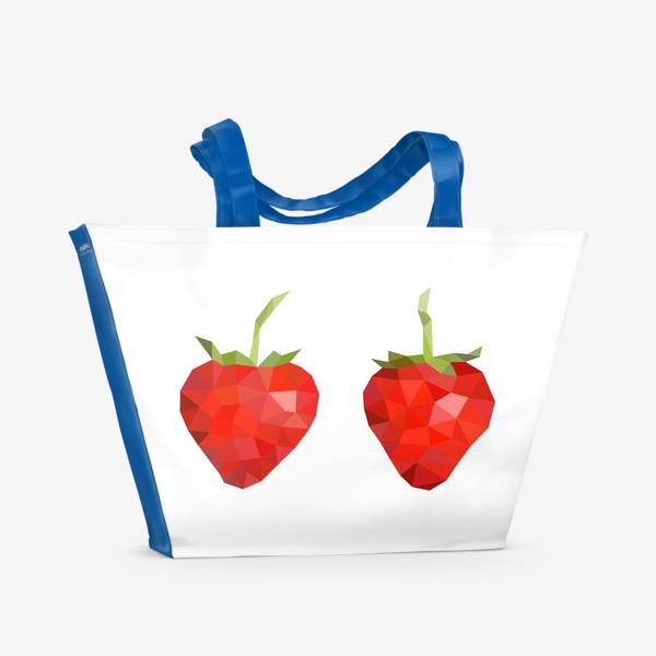 Пляжная сумка &laquo;Клубника в полигонах (Low poly strawberries)&raquo;