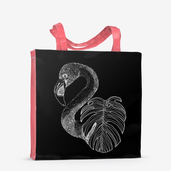 Сумка-шоппер «Фламинго и монстера. Графика черно-белая»