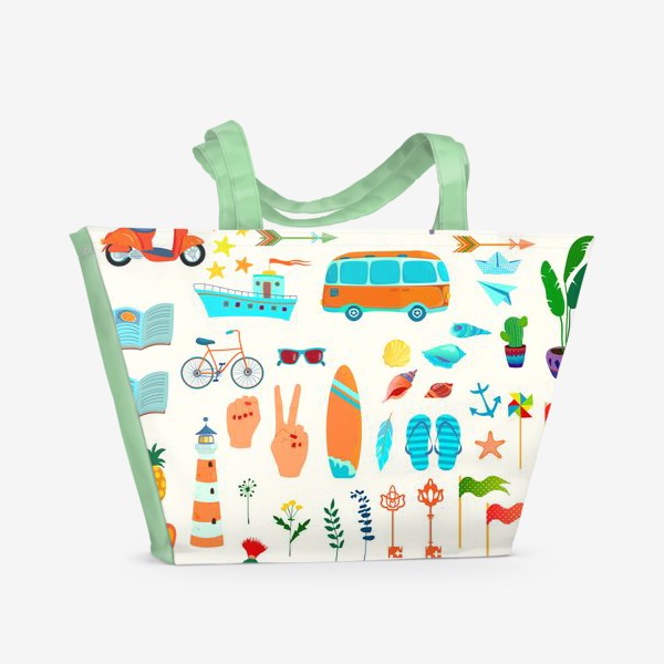 Пляжная сумка «Летние предметы и символы»