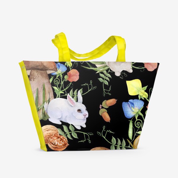 Пляжная сумка «Кролики в лесу.»