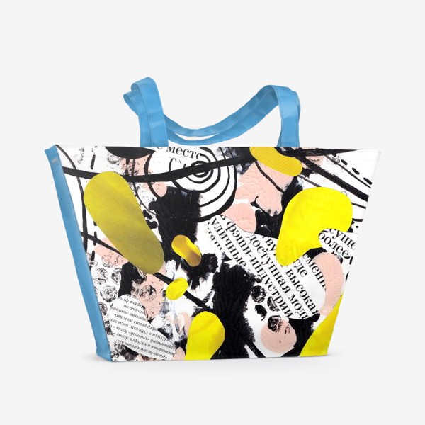 Пляжная сумка «Абстракция. Черное и желтое»