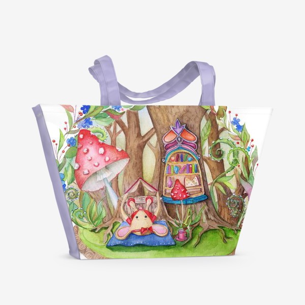Пляжная сумка «Акварель детский рисунок Мышкин домик»