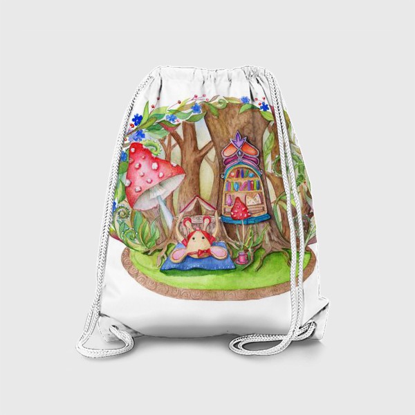 Рюкзак «Акварель детский рисунок Мышкин домик»