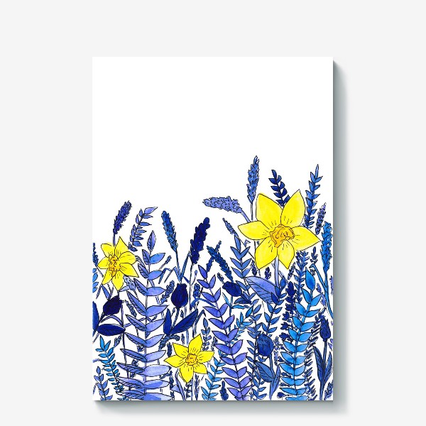Холст «Нарциссы. Голубые растения»