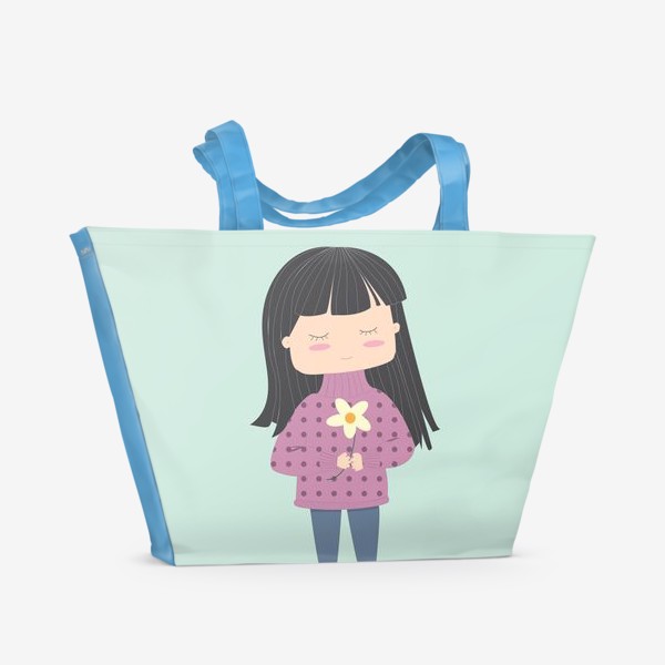 Пляжная сумка «Девочка с цветочком»