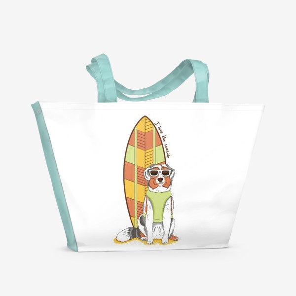 Пляжная сумка «Собака серфер»