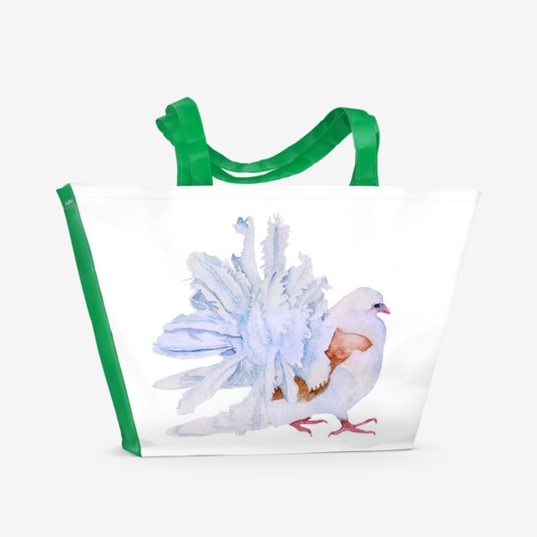 Пляжная сумка «Акварель птица Голубь»