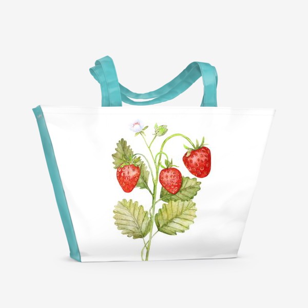 Пляжная сумка «Акварель куст ягоды Клубника»