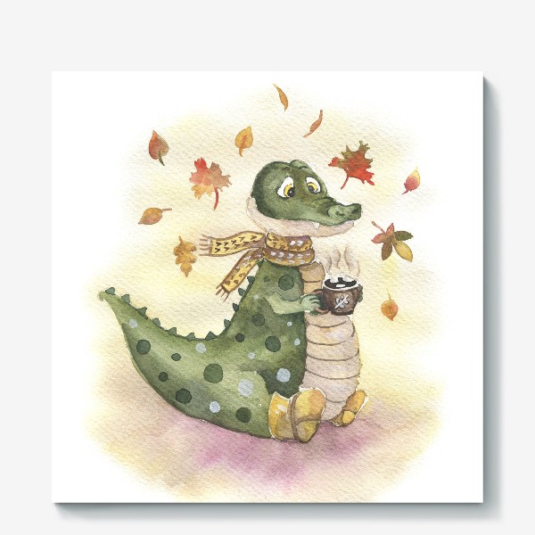 Холст «крокодил осень»