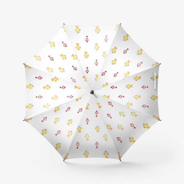 Зонт «Золотые и красные рыбки на белом фоне »