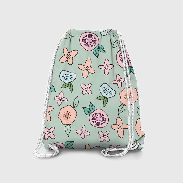 Рюкзак «Милейший весенний паттерн с цветами на мятном фоне. »