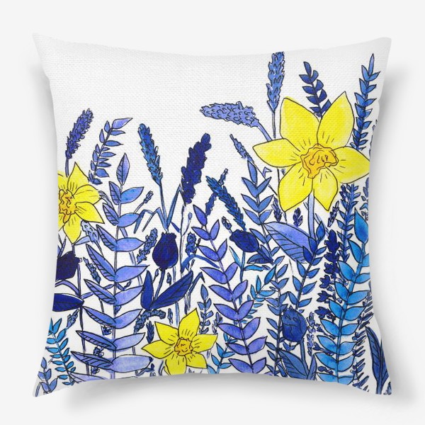 Подушка «Нарциссы. Голубые растения»