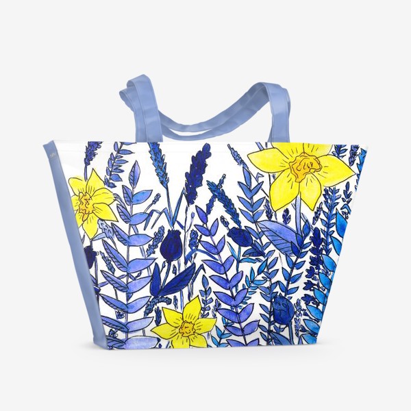 Пляжная сумка «Нарциссы. Голубые растения»