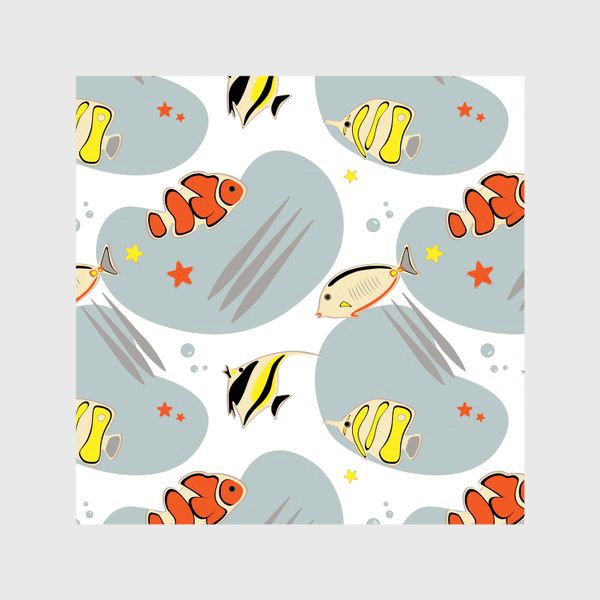 Шторы «Orange, yellow and black Fishes Seamless Pattern with transparent Background.»